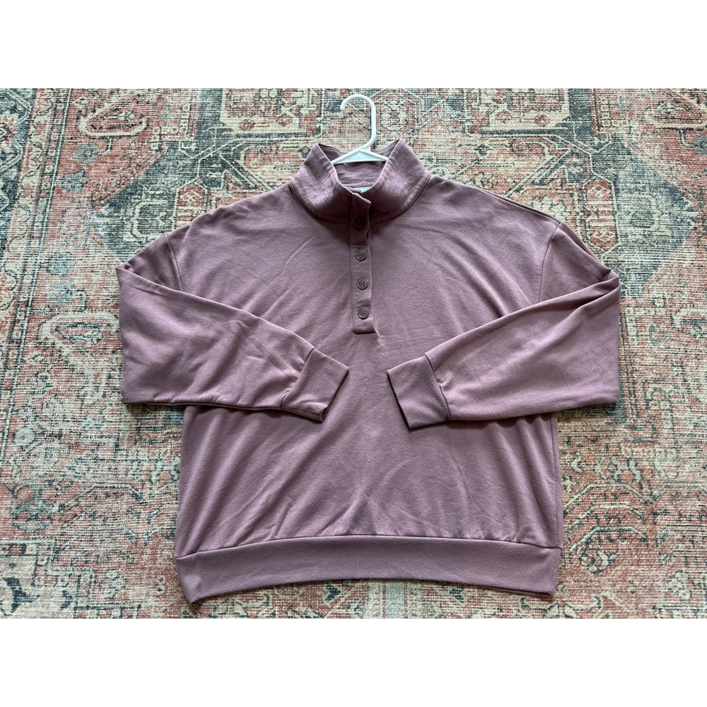 Beyond Yoga East Coast Button Pullover In Mauve